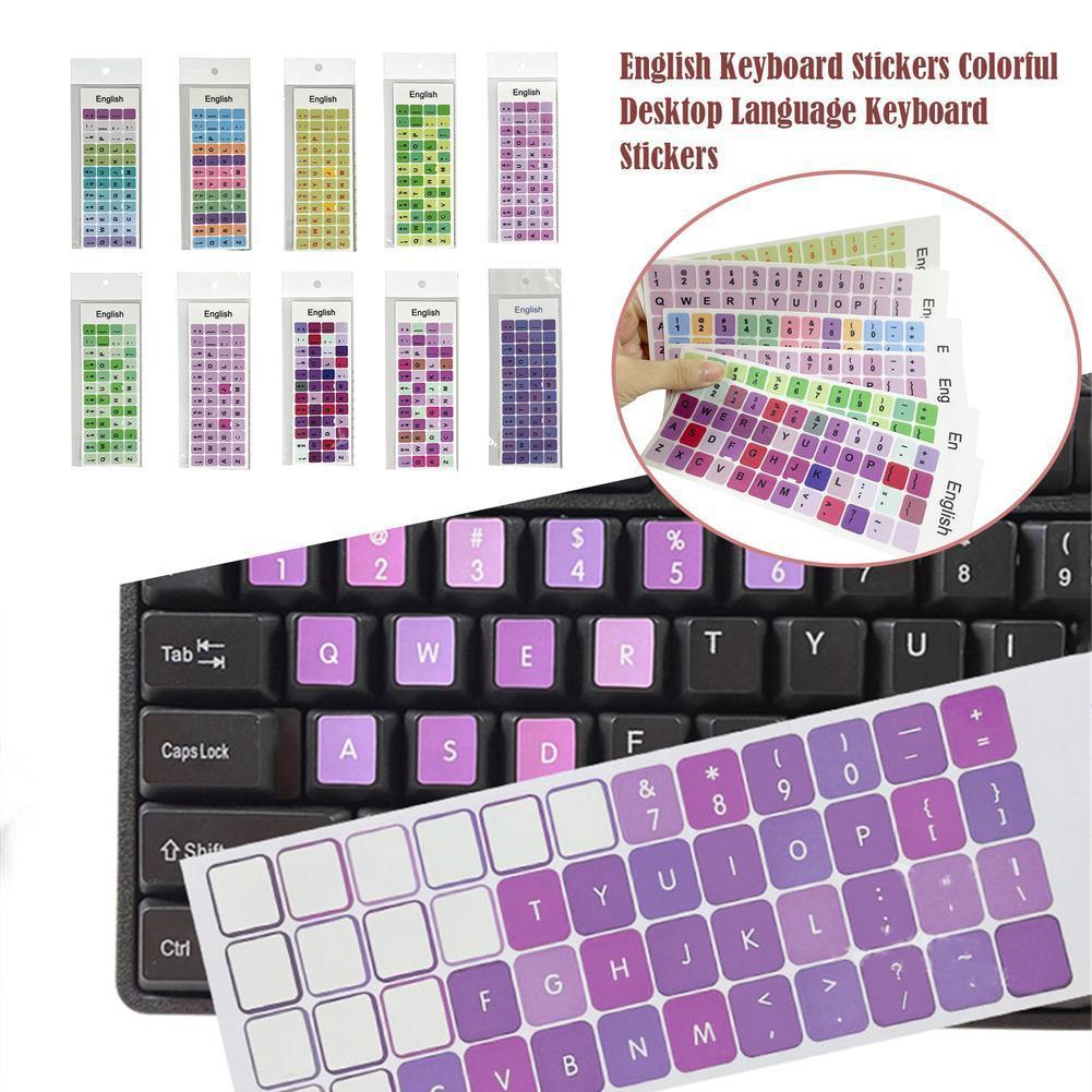 Adesivo De Teclado De Computador De Mesa Decoração Inglês Adesivos Macaron Cor V2I5