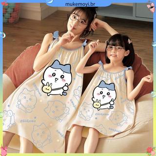 Crianças camisola meninas verão pai-filho Panda saia 2024 novo estilo meninas estilo princesa pijamas mãe-filha Sus