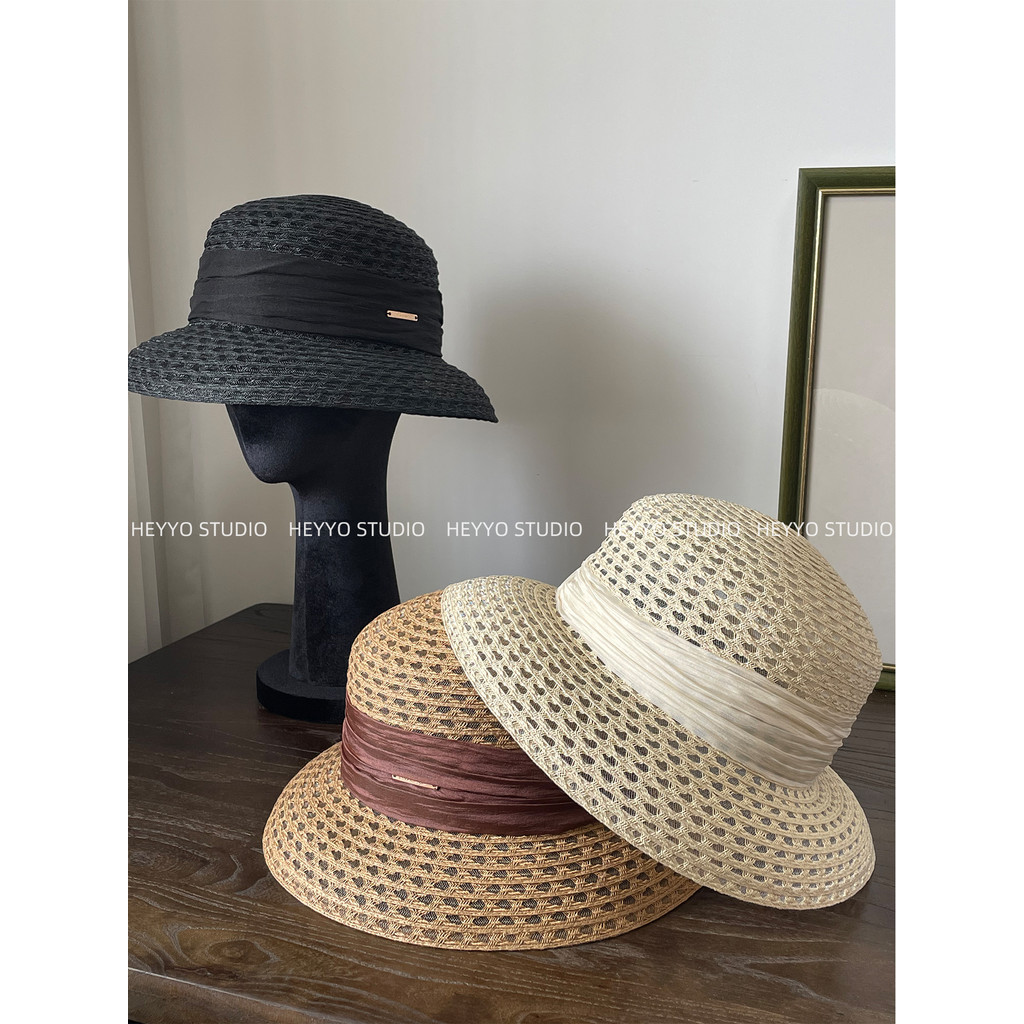 Francês Hepburn Retro chapéu de palha feminino primavera verão britânico elegante viagem oco chapéu superior férias city