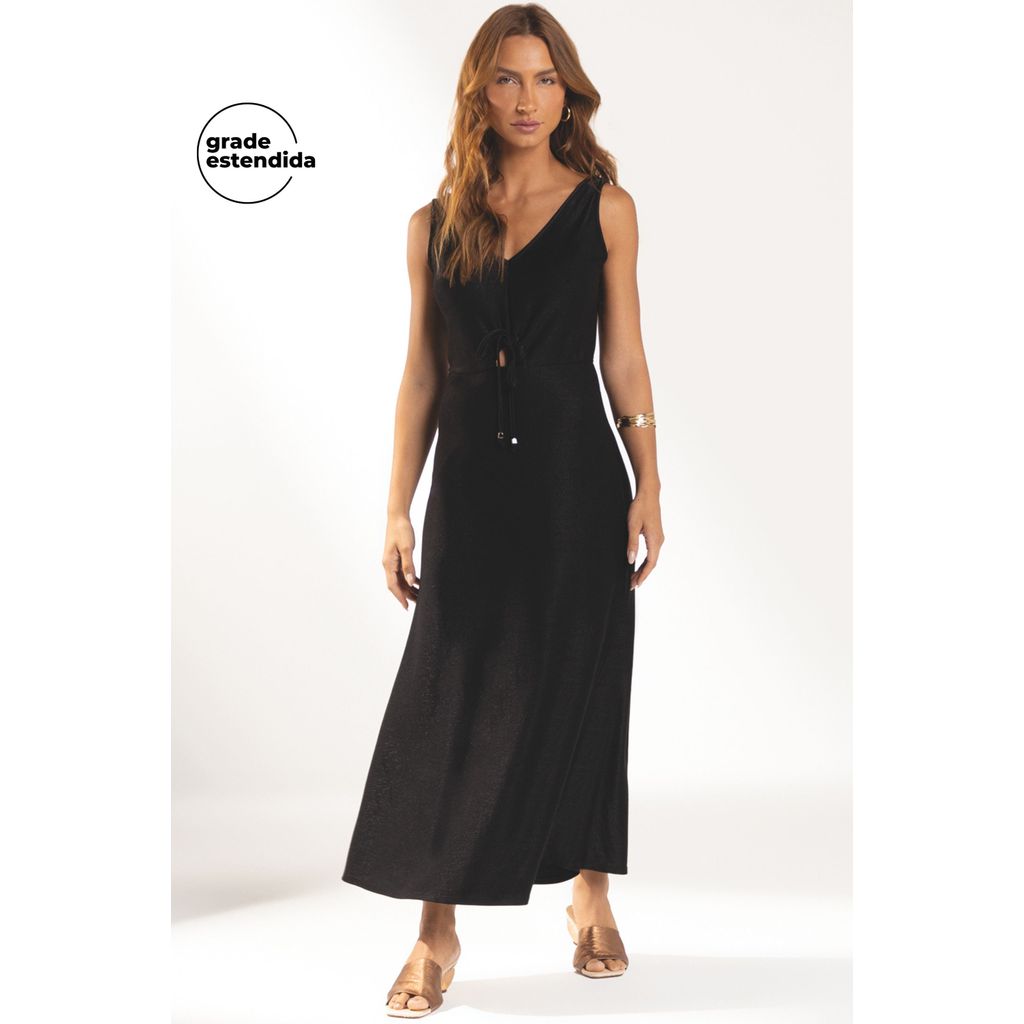 Vestido Feminino Alça Ajustável Marialícia Preto