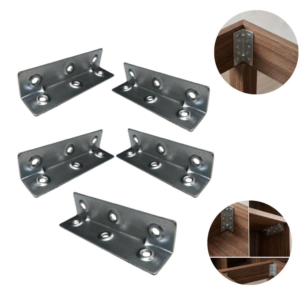 Cantoneira Fixação Moveis reforçado 6 Furos C/ 5 Pç Zinco
