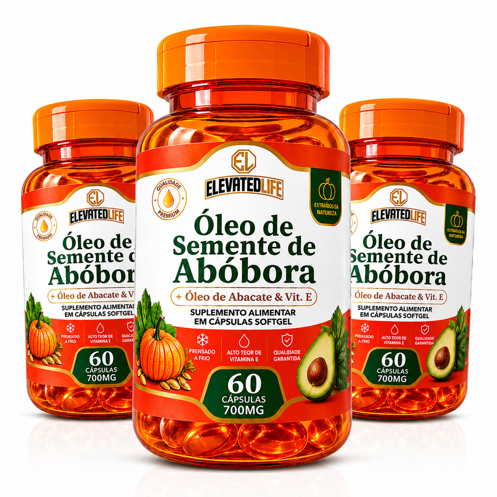 Óleo Vegetal Semente de Abóbora + Óleo de Abacate e Vitamina E 700mg 60 Cápsulas Imunidade e Cabelo Super Resultado