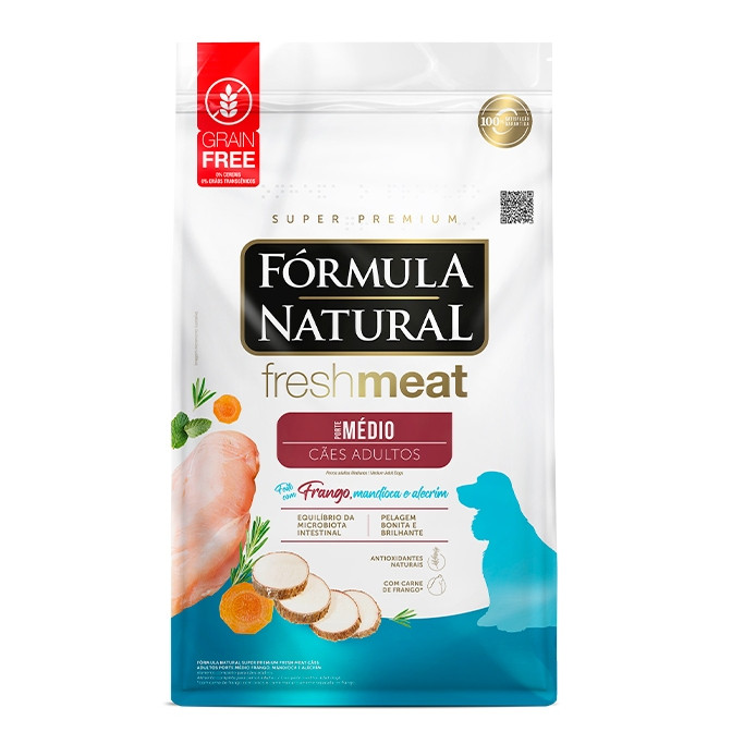 Ração 1kg Fórmula Natural Fresh Meat Cães Adultos Porte Médio Frango