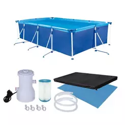 Piscina Retangular 6200 Litros Estruturada Premium Capa Forro e Filtro 2200L 127v Mor