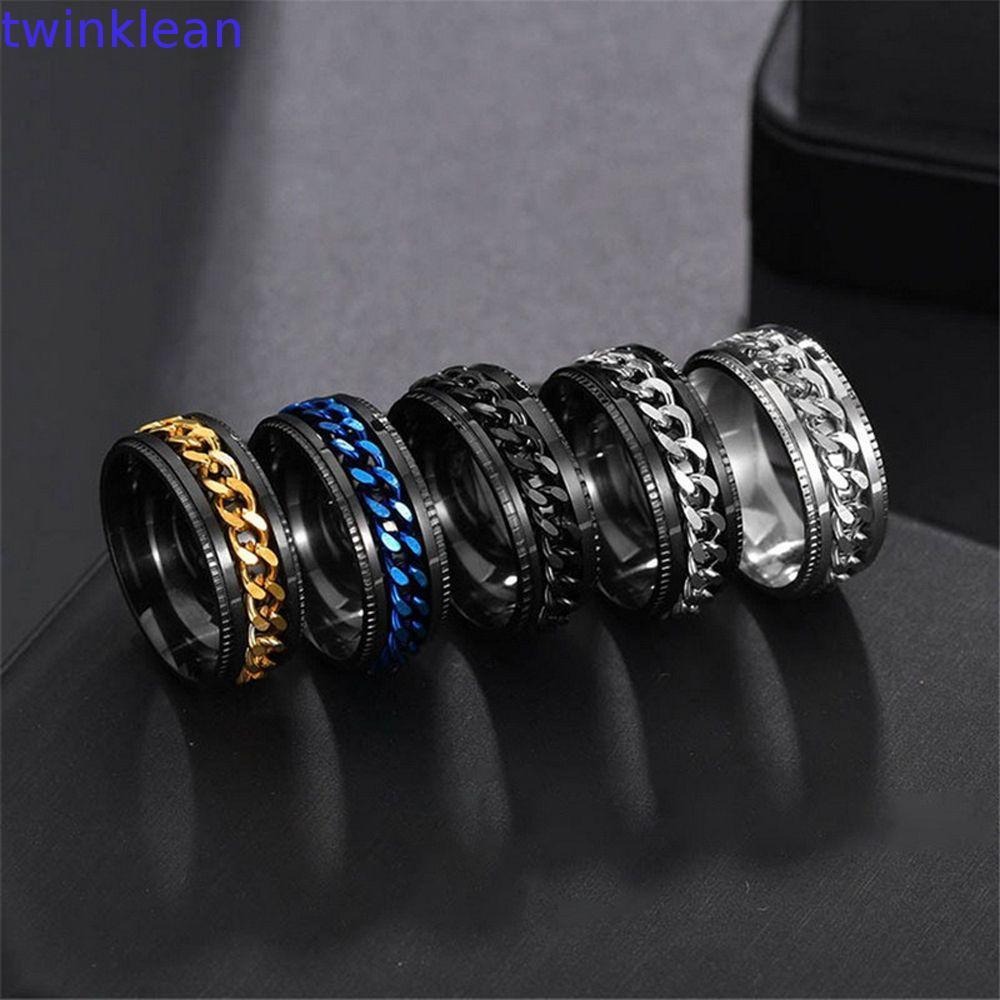 Anéis De Ansiedade Femininos Vintage Elegante Giratório De Aço Inoxidável Fidget Spinner Para Adolescentes Masculinos