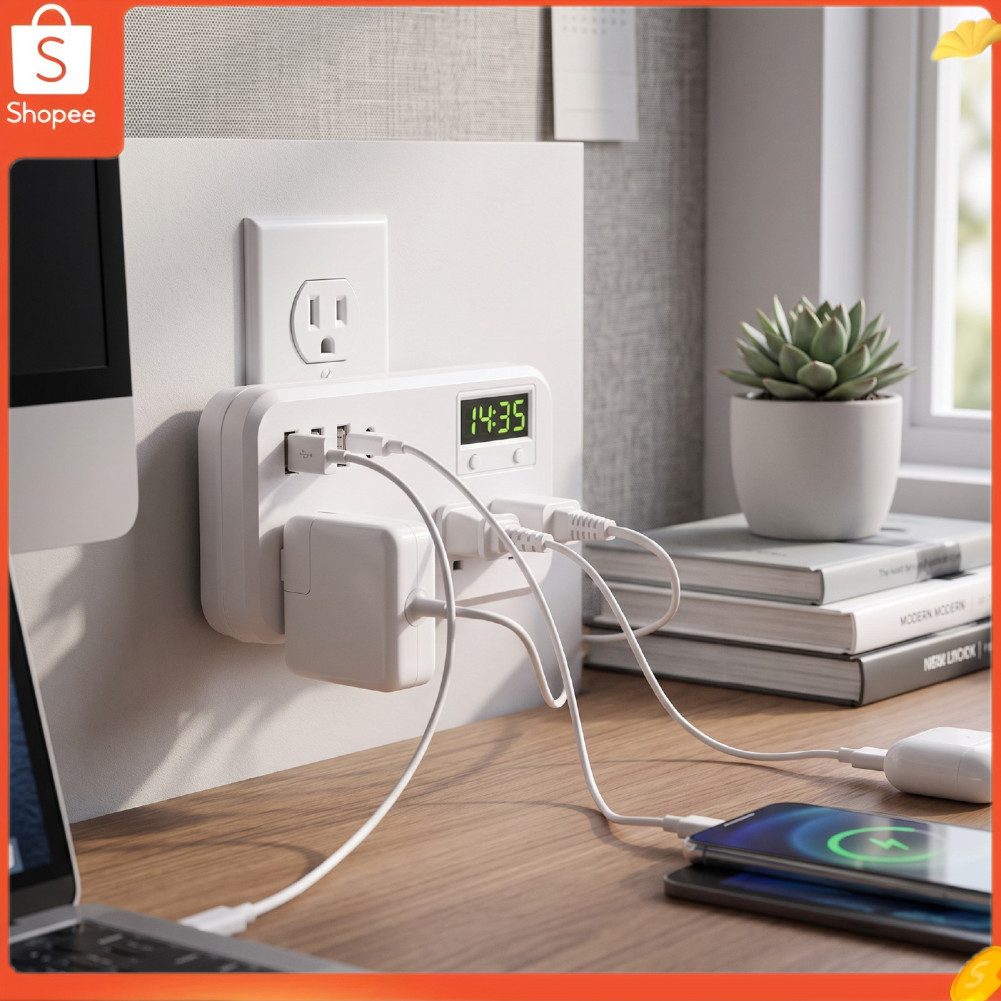 Faixa de energia 8 em 1 4 tomadas CA 3 portas USB CA Sobrecarga Proteção contra vazamento de curto-circuito Estação