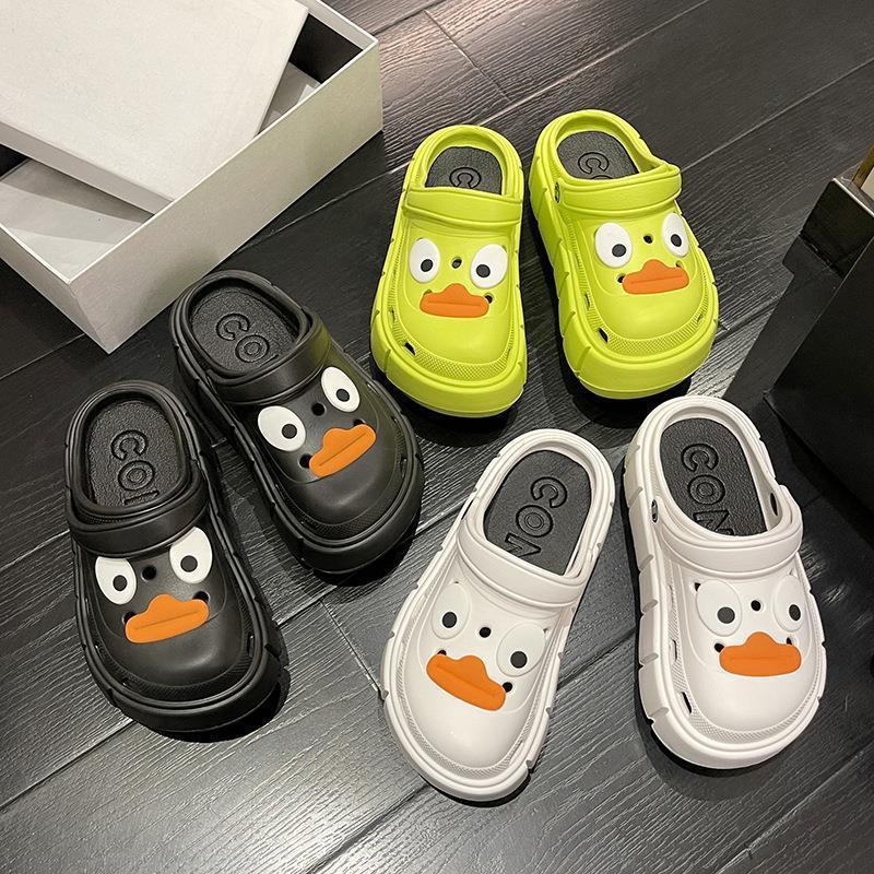 2025 novo estilo buraco sapatos femininos verão ins na moda exterior usar sola grossa antiderrapante Baotou meia chinelo