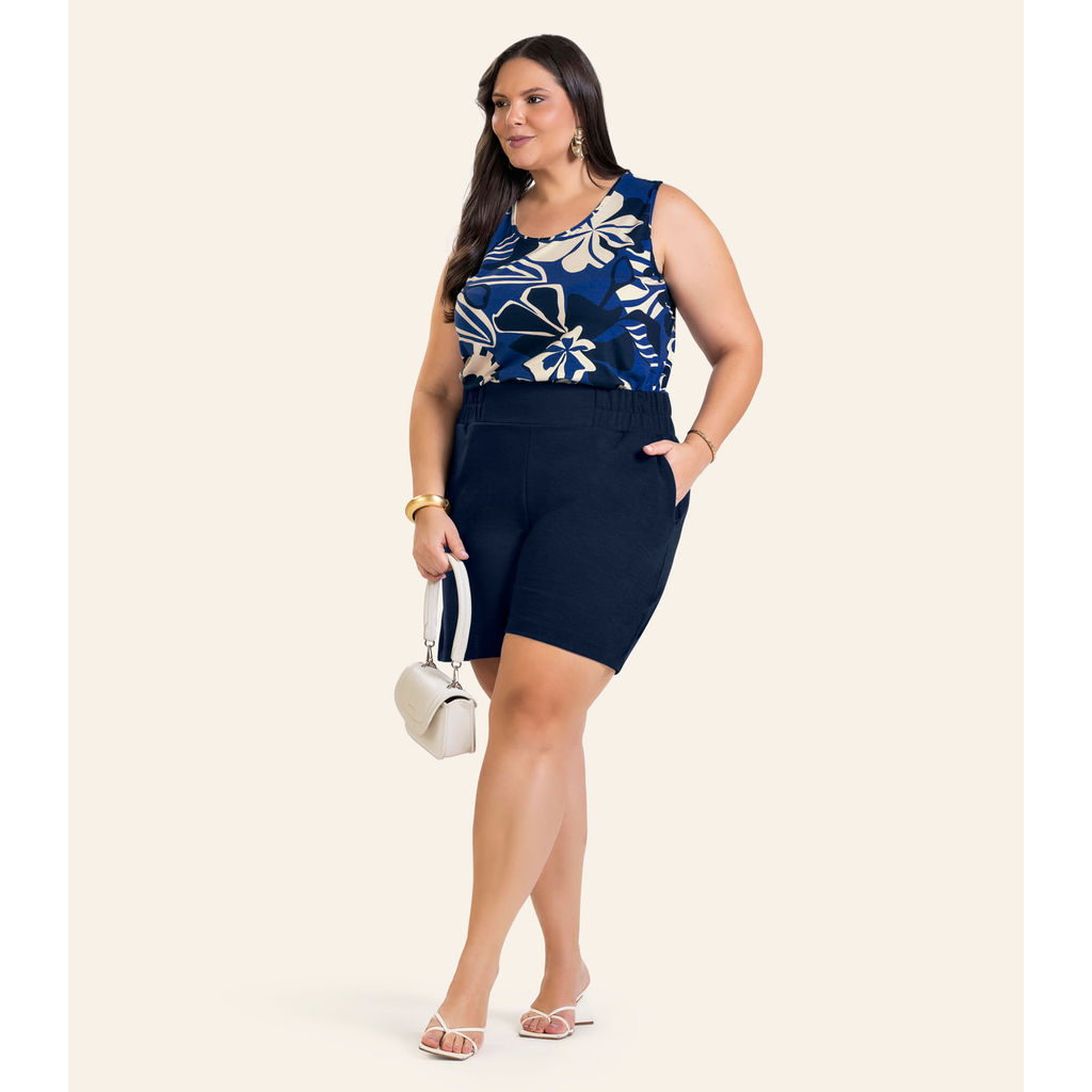 Shorts Feminino Plus Size Secret Glam Azul