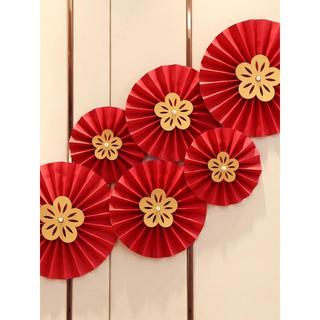 Antigo guirlanda pérola ventilador de papel sala casamento fundo parede Layout em branco decoração casamento dobrável fã