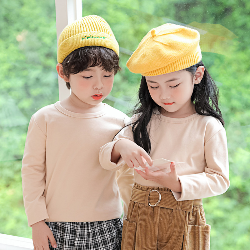 Camisa de fundo infantil meninos meninas manga comprida puro algodão bebê interior estilo ocidental primavera outono inv