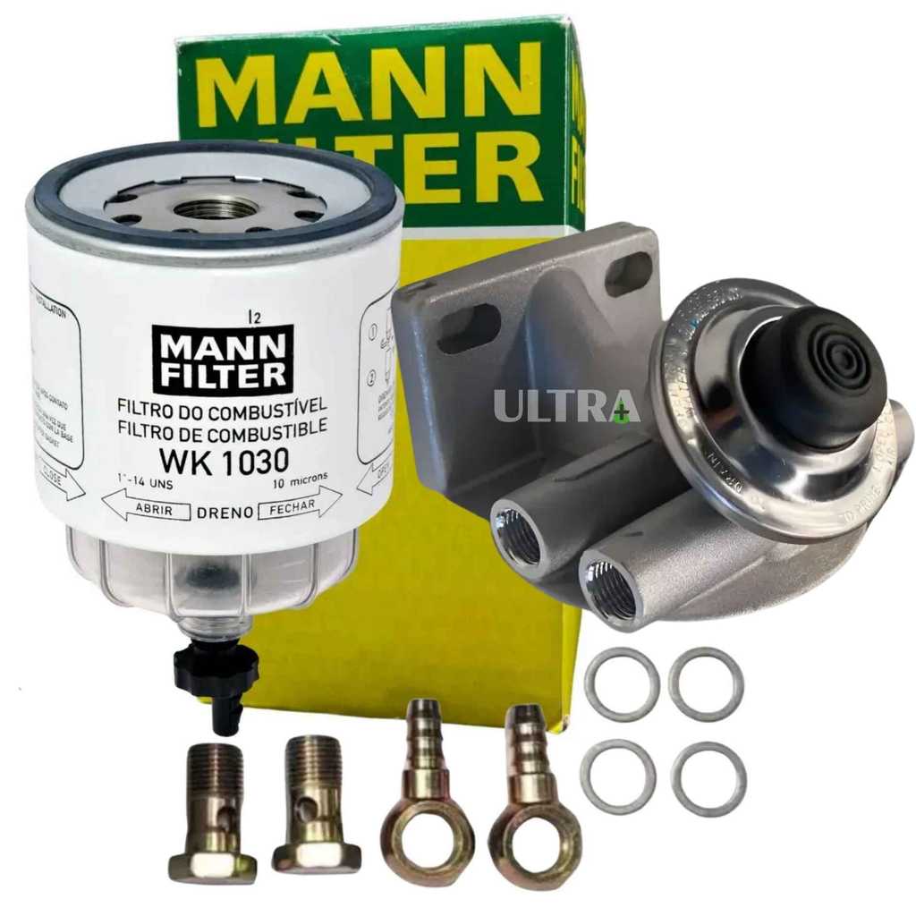 Kit Completo Filtro Racor + Suporte Universal com Bomba WK1030 - 12MM (Mann KITRACORWK1030COMBOMBA)