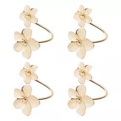 Jogo 4 Anéis para Guardanapo Two Flowers Branco Zamac Wolff Decoração Mesa Posta Jantar Sala Sofisticada Elegante Chique
