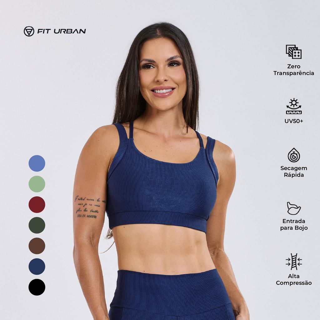 Top Feminino Micro Canelado Alça Dupla Casual Esportivo