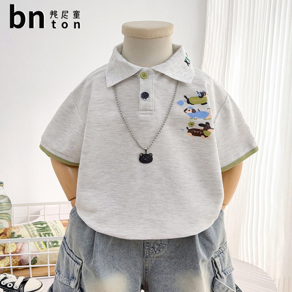 Meninos camiseta de manga curta verão 2026 novo estilo pequeno médio-pequeno crianças coreano fã camiseta menino bebê ve