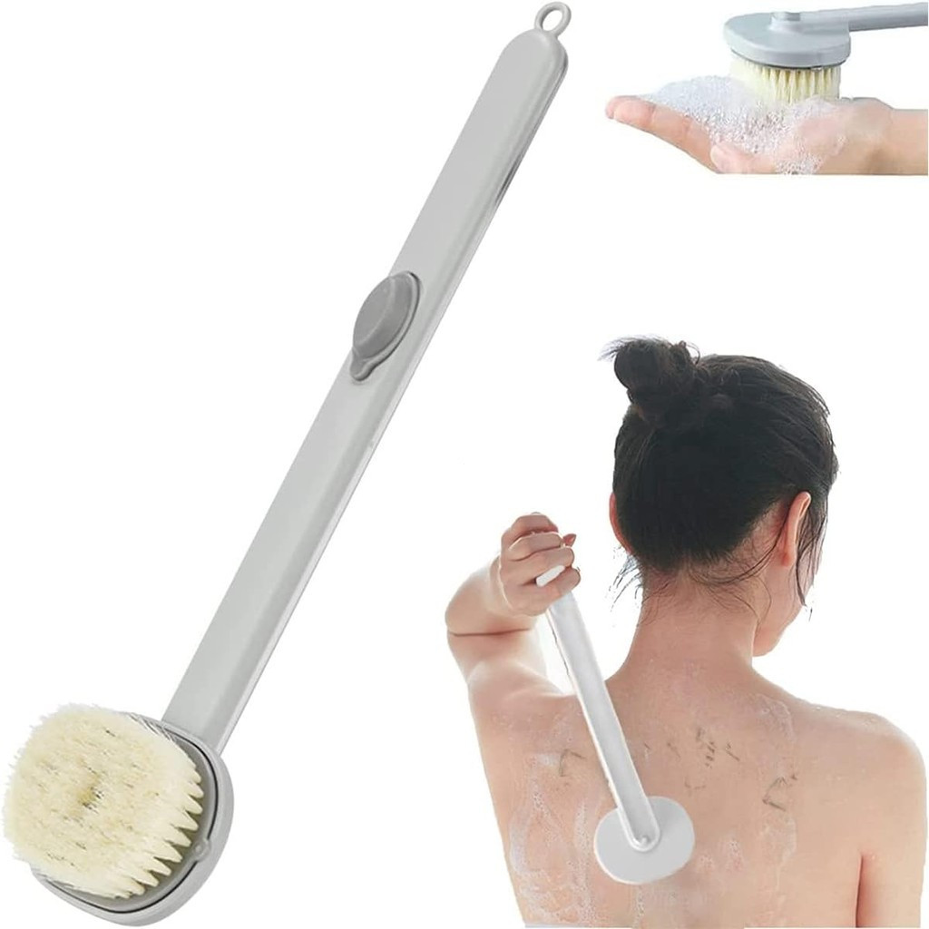Escova de banho esfoliante com dispensador de sabão de cabo longo, reutilizável, sabão líquido para banho, limpeza profu