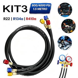 Kit 3 Mangueira Manifold Ar Condicionado R22 R134a R410a 800/4000psi 1/1.5M