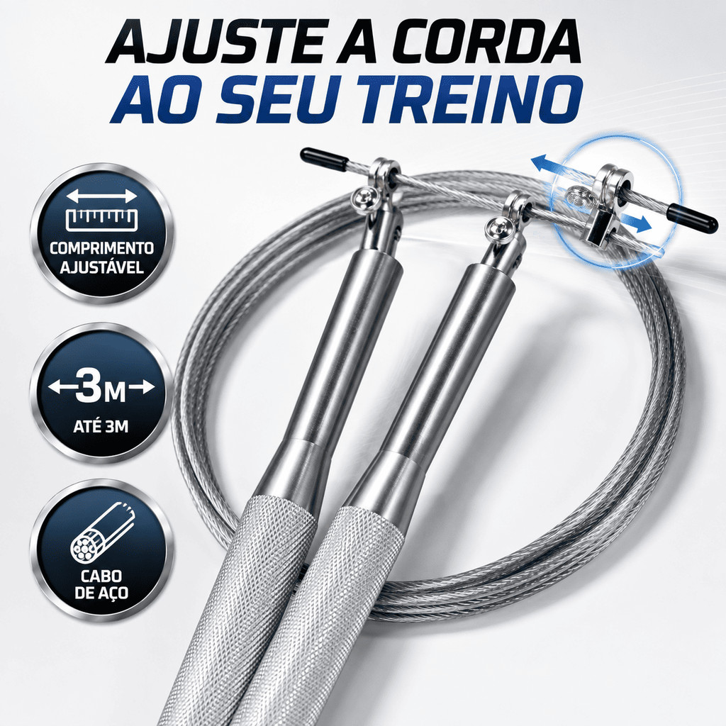 Corda Pular Speed Profissional 3m Aço Rolamento 360° Treino Funcional Crossfit