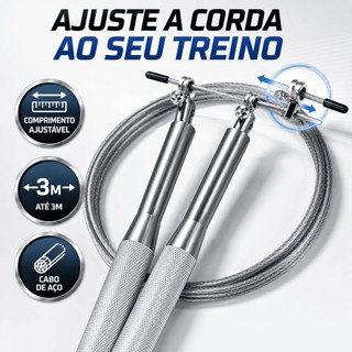 Corda Pular Speed Profissional 3m Aço Rolamento 360° Treino Funcional Crossfit