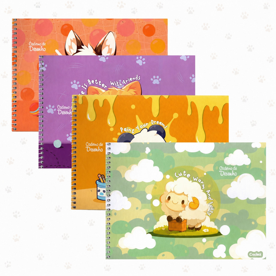 Caderno De Desenho 80 Folhas Capa Dura Grande Lala Pets Espiral Credeal — imagem 2 de 2