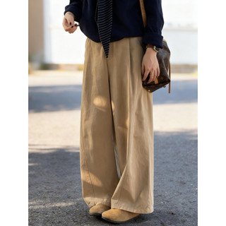 2026 primavera preguiçoso solto sentir cáqui calças de perna larga feminino Plus Size gordura mm macacão Hanli estilo co