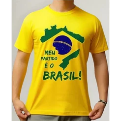 Camiseta Camisa Brasil Acima De Tudo, Deus Acima de todos Meu partido é o Brasil