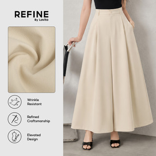 (Refine By Lovito) Calça Elegante Bolsos Primavera/Verão Social Calça Caqui Feminina Trabalho LR38E014