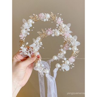 Mori princesa guirlanda crianças coroa Headwear Super fada casamento flor menina cabeça flor bandana menina requintado b