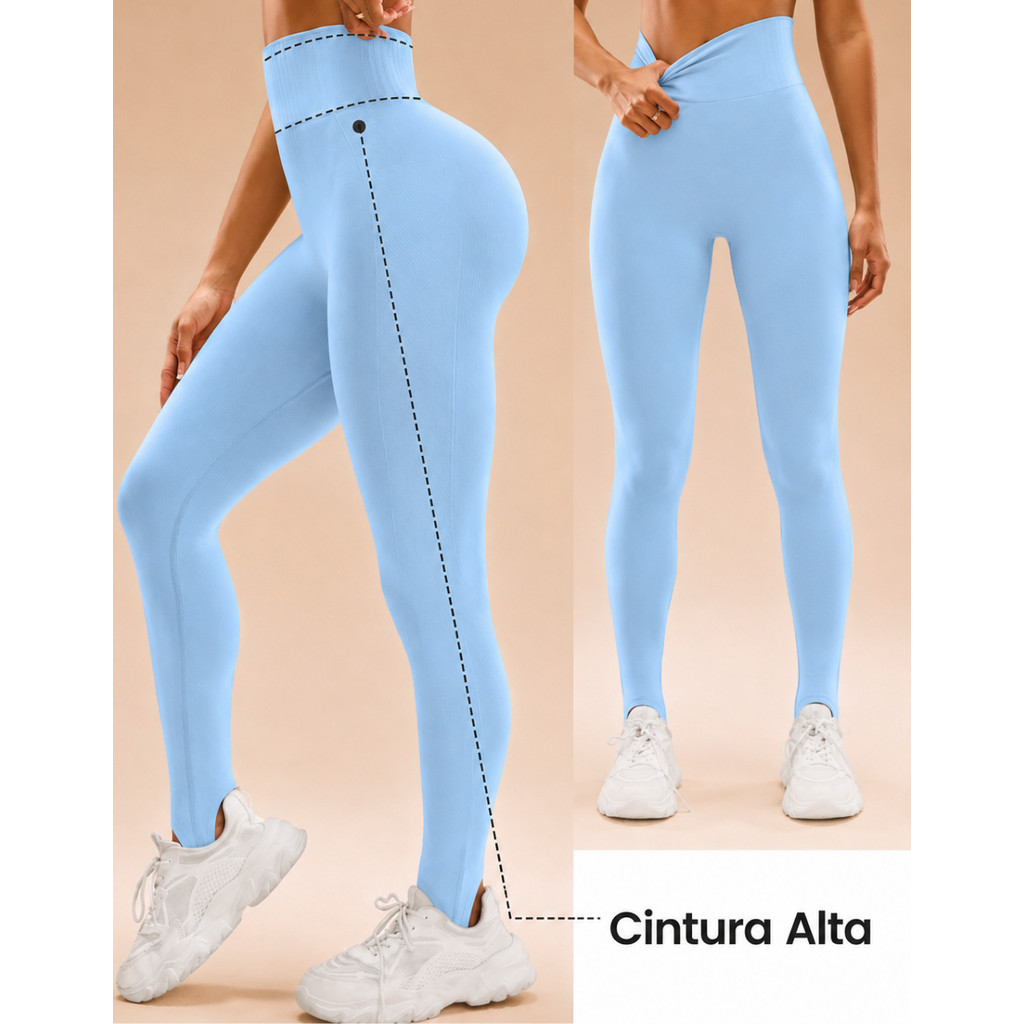 Calça Cintura Alta Feminina Legging Pezinho Fitness Academia Moda Atlética Não fica Transparente