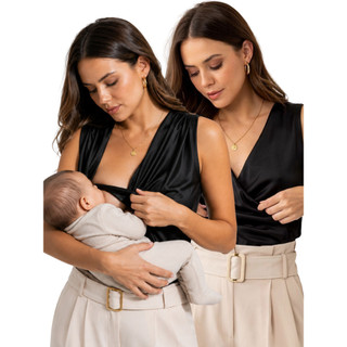 Blusa Amamentação Feminina Gravida Regata Gola Boba Polimicro Premium Soltinha Elegante Confortável