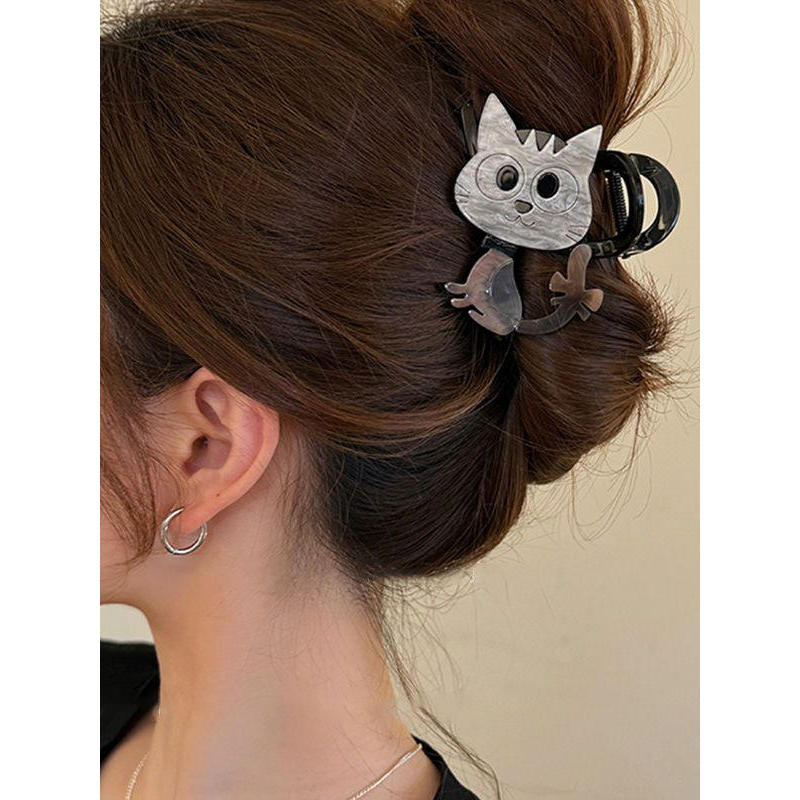 Bonito gatinho Grab clip feminino 2025 novo estilo High-End sentimento AB lado tubarão clipe de cabelo volta cabeça cabe