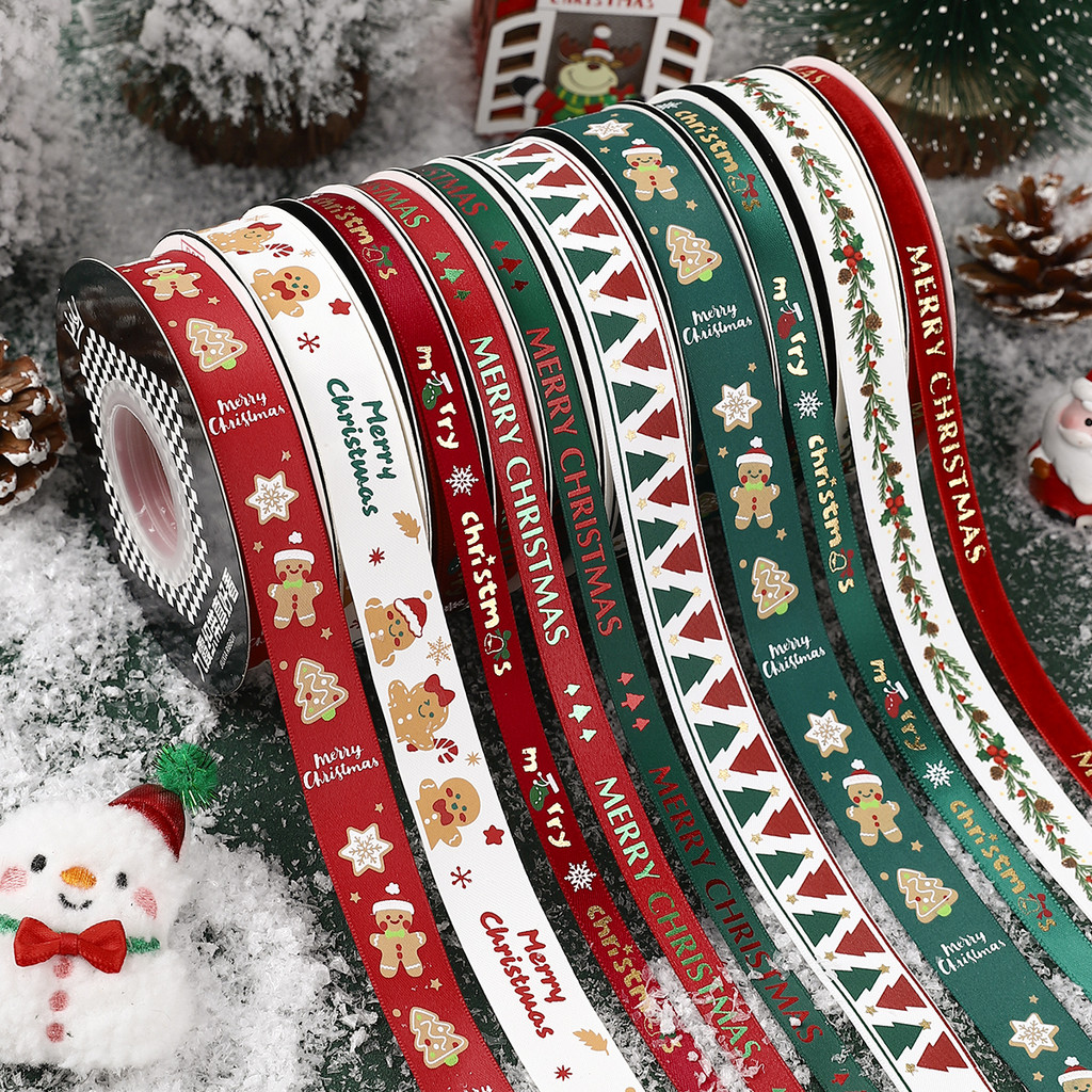 Fita de natal decoração fita vermelho verde embalagem fita presente cinta ornamentos atmosfera diy acessórios