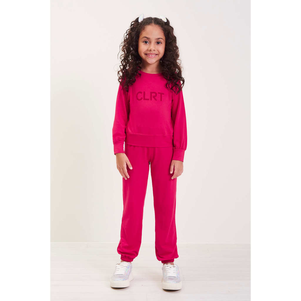 Conjunto Infantil Menina Com Blusão e Calça Colorittá Rosa