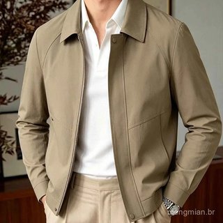 Jaqueta Casual Masculina Estilo Vintage "Old Money" – Casaco Clássico de Trabalho com Gola Dobrável e Vários Bolsos para