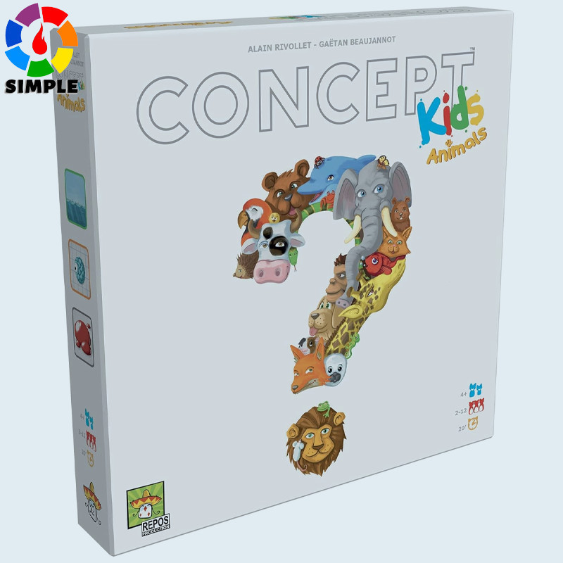 Concept Kids Animals – Um jogo cooperativo em que as crianças devem adivinhar o animal! Um jogo de tabuleiro divertido p