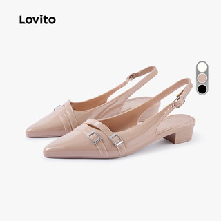 Lovito Sapatos De Salto Alto Elegantes Impermeáveis Pretos Para Mulheres Para O Escritório Ou Para O Dia a Dia LFA121029