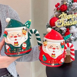 Copo de água criativo bonito natal cerâmica copo Santa caneca cerâmica copo caixa de presente de alto valor com tampa