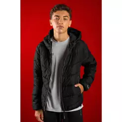 Jaqueta Juvenil Menino Matelassê Com Capuz Beats Preto