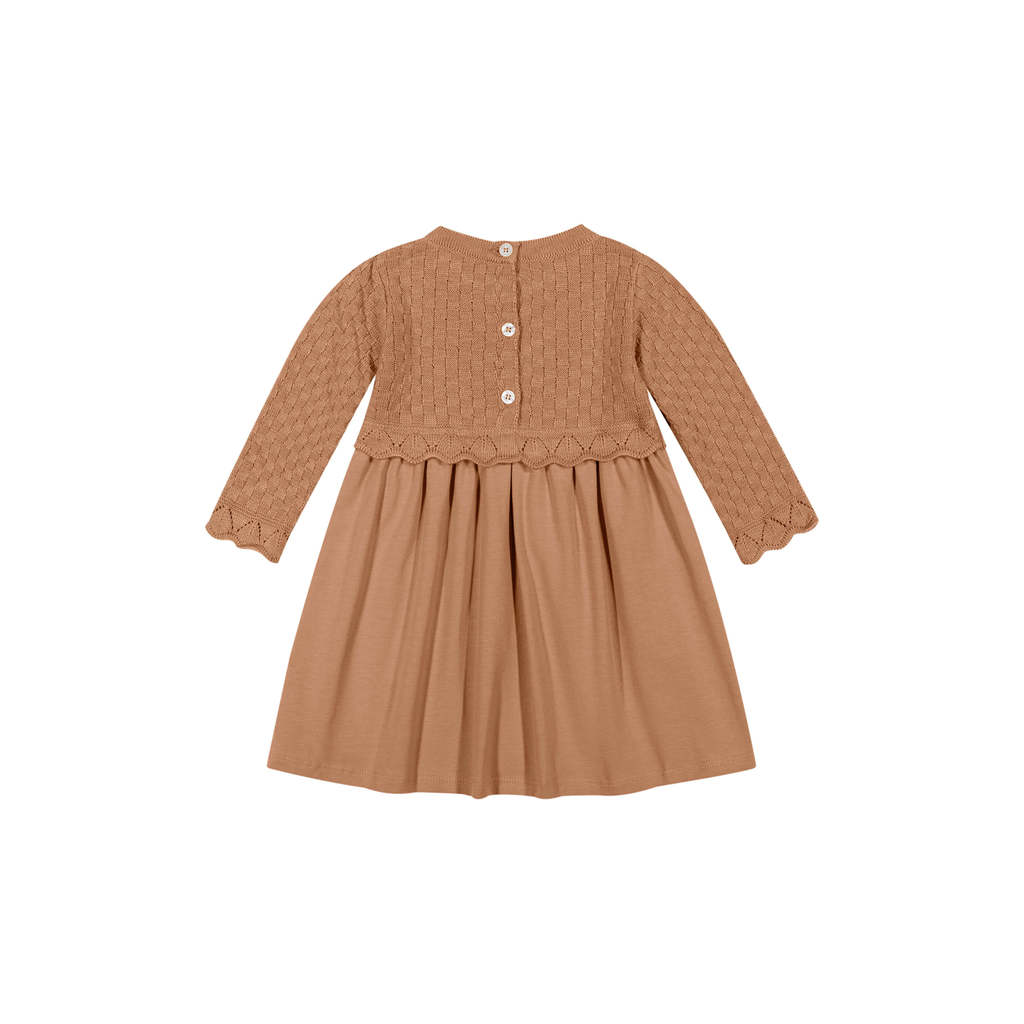 Vestido Bebê Menina Tricô Detalhado Colorittá Marrom · foto 2