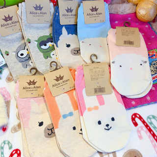 Primavera novo estilo de algodão fino dos desenhos animados bonito tubo curto meias femininas coelho coruja Alpaca meias