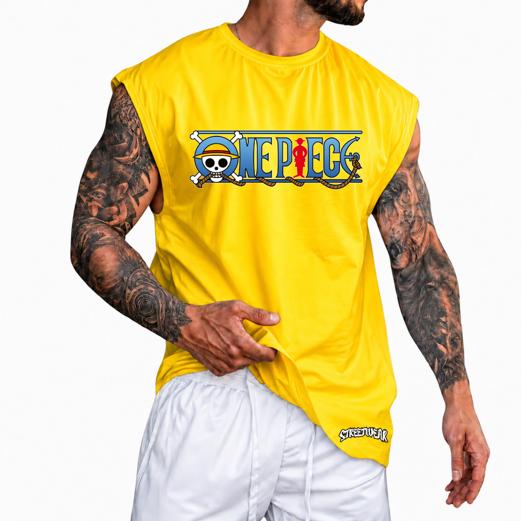 Regata Machão Oversized 100% Algodão Camiseta Cavada Anime Desenho Streetwear Praia Academia Passeio