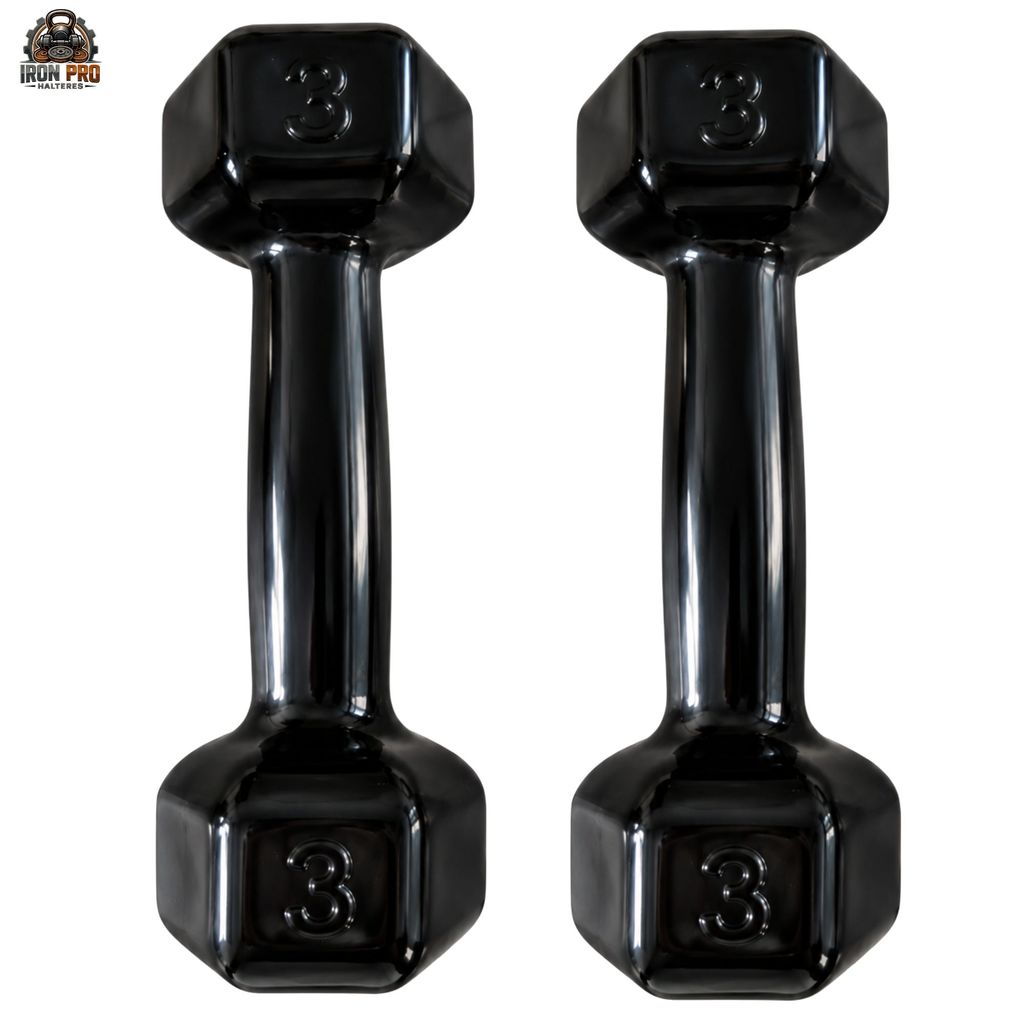 Halter Sextavado Emborrachado 3 kg PAR Fisioterapia Musculação Academia CrossFit Treino Funcional Fitness Exercício Casa