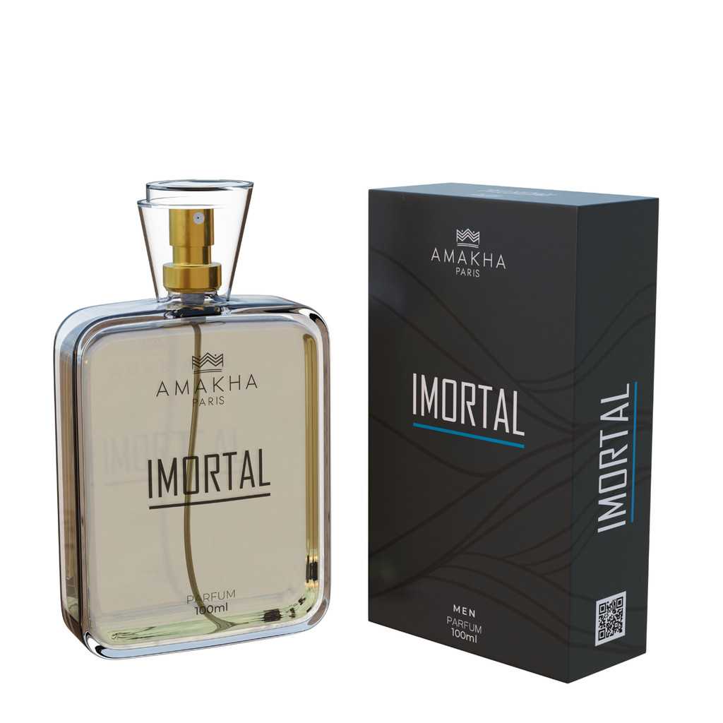 Perfume Masculino Imortal 100ml Amakha Paris | Amadeirado Aquático | Alta Projeção | Social Dia e Noite
