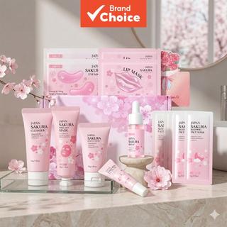  Conjunto Completo de Cuidados com a Pele LAIKOU Japão Sakura - Sabonete Facial, Sérum, Creme para Área dos Olhos e