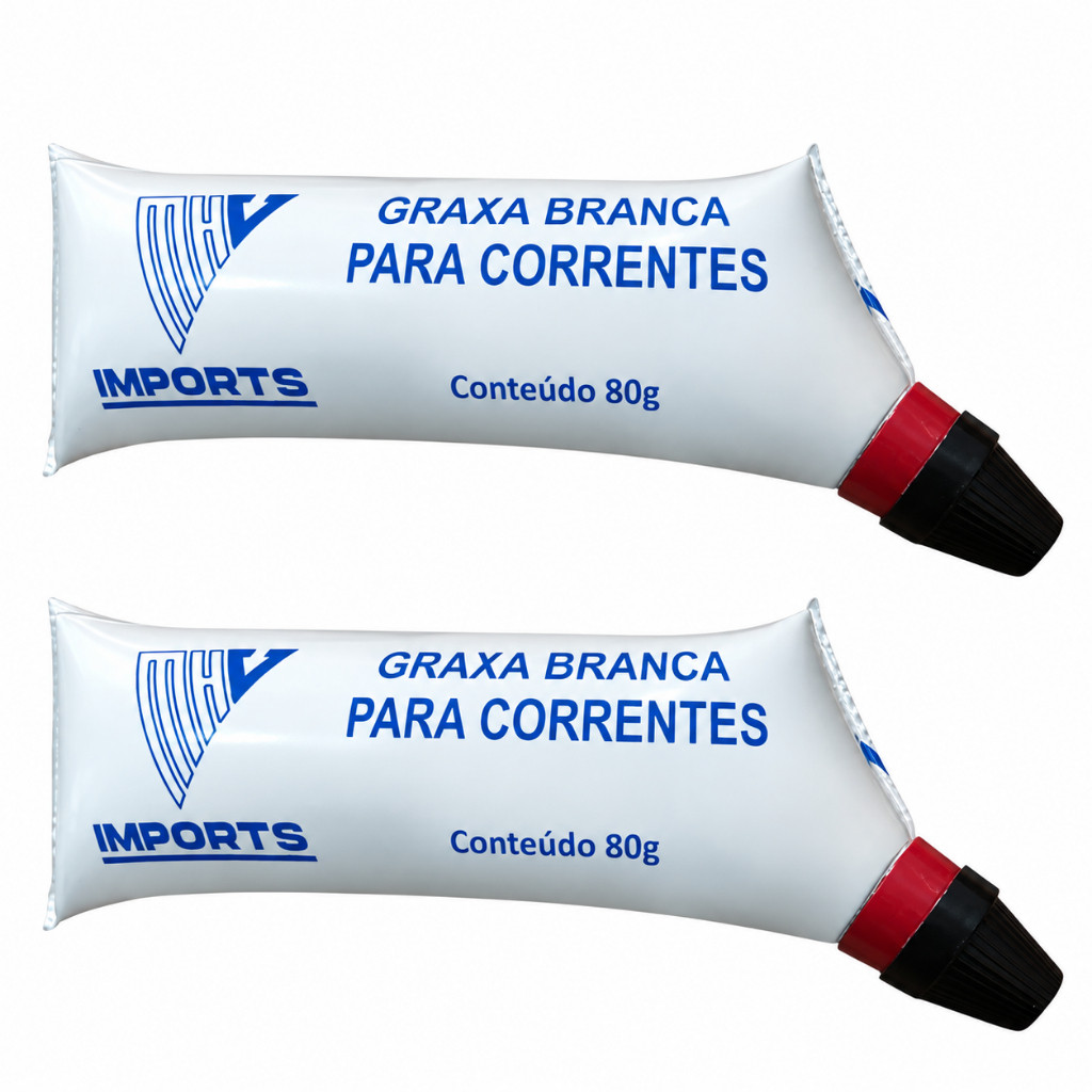 2x Unidade Graxa Lubrificante Para Corrente De Transmissão Branca 80g