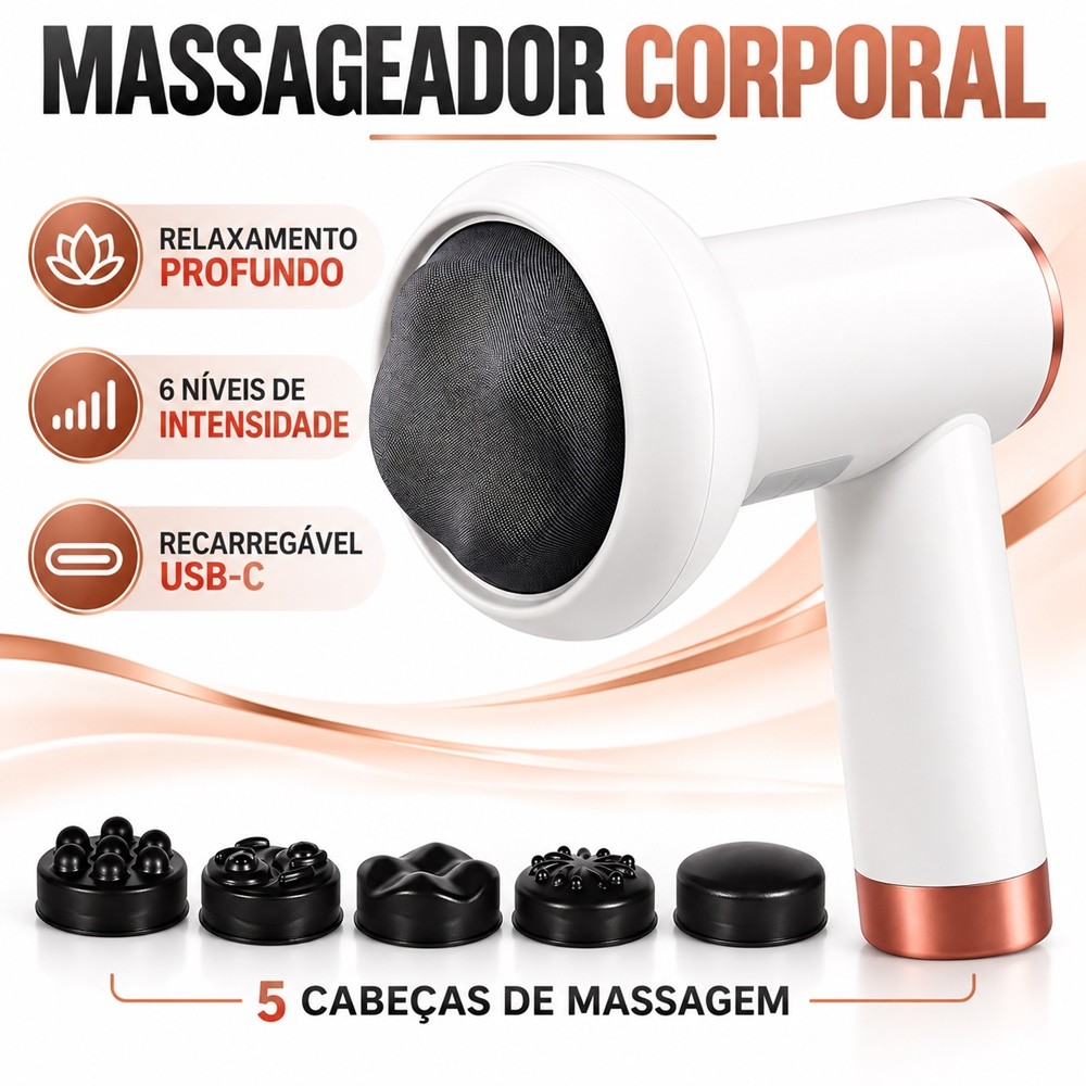 Massageador Corporal Elétrico Sem Fio Redutor De Medidas Drenagem Linfática Reduz Celulite e Gordura Massagem