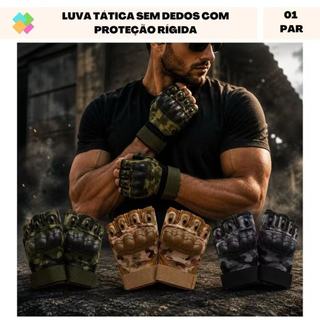 Luva Tática Meio Dedo Proteção Rígida, Luva de Moto, Ciclismo, Trilha e Esportes ao Ar Livre Unissex
