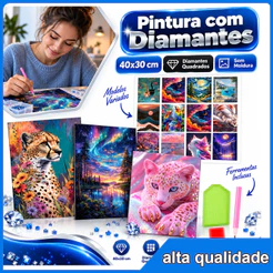 Bordado com Diamantes 5D 40x30cm de Pedras Quadradas para Artesanato DIY, Família, Amigos e Decoração de Parede