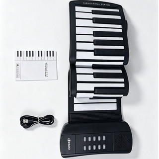 Piano de teclado com 61 teclas, teclado portátil de silicone, ideal para iniciantes, material seguro, entrada para fones