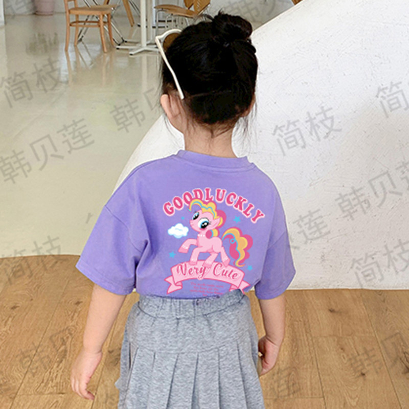 Meninas de manga curta camiseta verão novo estilo crianças dos desenhos animados topo crianças dos desenhos animados de 