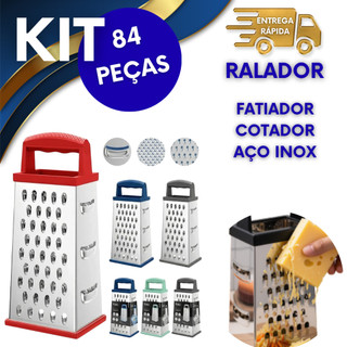 MULTIFUNCIONAL E PRATICO 84 RALADORES PARA QUEIJOS LEGUMES BATATAS FATIADOR E DESCASCADOR DE AÇO INOX